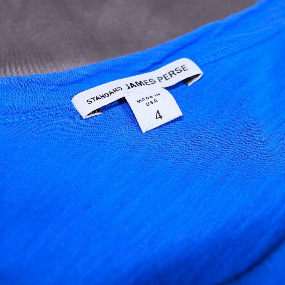 James Perse Long Sleeve T-Shirt Mens 4 Blue Slub Cotton Crew Neck MUA3514 USA - Picture 3 of 12
